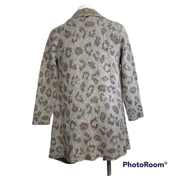 Cupcakes & Cashmere Cardigan Sweater S Leopard print open Front Thick - Picture 2 of 5
